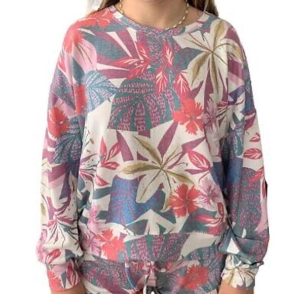 Sundry Women's Raglan Tropical Floral Pullover Sweatshirts Size Medium - Picture 1 of 12
